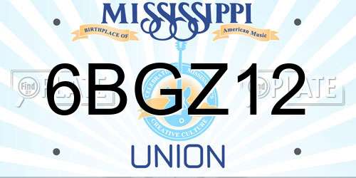 6BGZ12 Mississippi License Plate