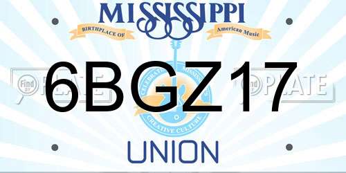 6BGZ17 Mississippi License Plate