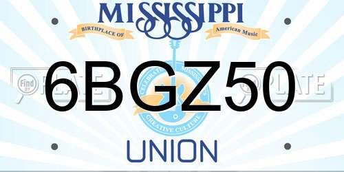 6BGZ50 Mississippi License Plate