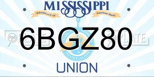 6BGZ80 Mississippi License Plate