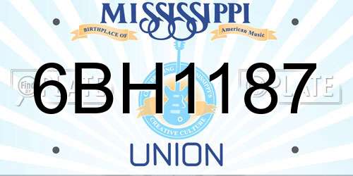 6BH1187 Mississippi License Plate