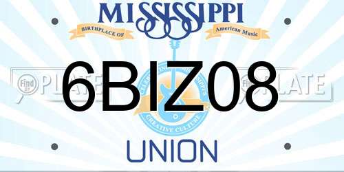 6BIZ08 Mississippi License Plate