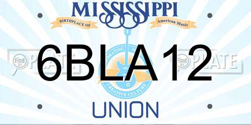 6BLA12 Mississippi License Plate