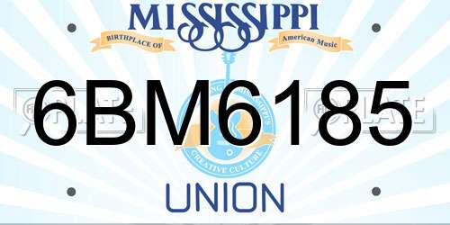 6BM6185 Mississippi License Plate