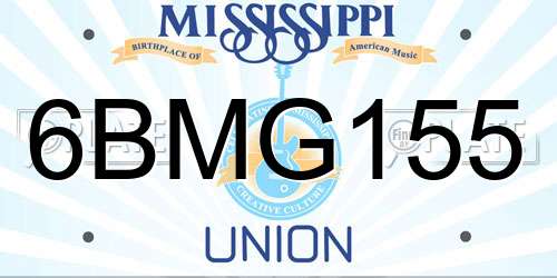 6BMG155 Mississippi License Plate
