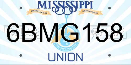 6BMG158 Mississippi License Plate