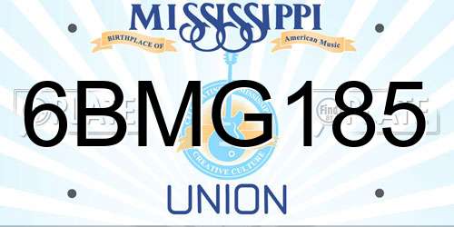 6BMG185 Mississippi License Plate
