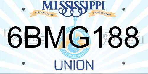 6BMG188 Mississippi License Plate