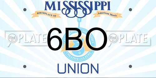 6BO Mississippi License Plate