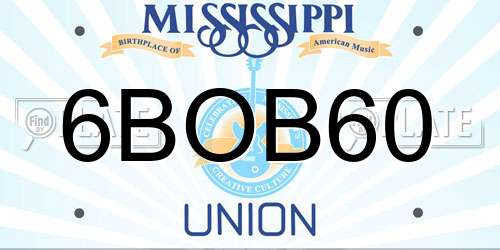 6BOB60 Mississippi License Plate