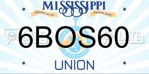 6BOS60 Mississippi License Plate