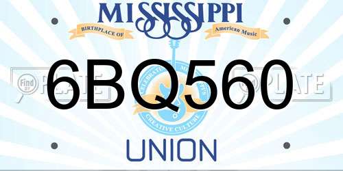 6BQ560 Mississippi License Plate