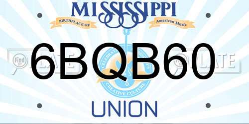 6BQB60 Mississippi License Plate