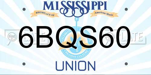 6BQS60 Mississippi License Plate