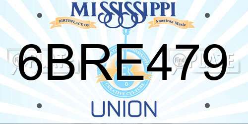 6BRE479 Mississippi License Plate