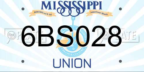 6BS028 Mississippi License Plate