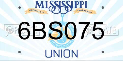 6BS075 Mississippi License Plate