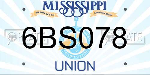 6BS078 Mississippi License Plate