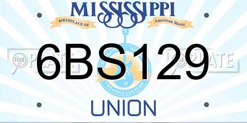 6BS129 Mississippi License Plate