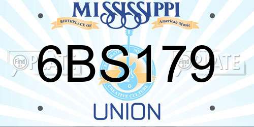 6BS179 Mississippi License Plate
