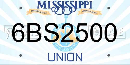 6BS2500 Mississippi License Plate