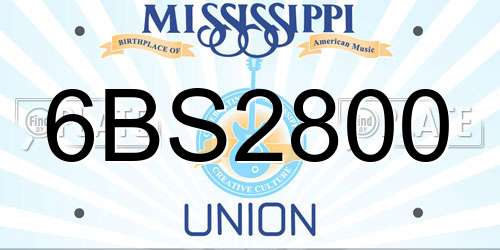 6BS2800 Mississippi License Plate