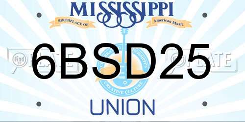 6BSD25 Mississippi License Plate