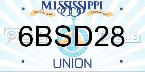 6BSD28 Mississippi License Plate
