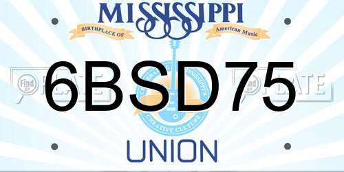 6BSD75 Mississippi License Plate