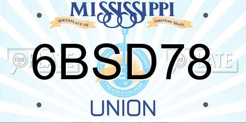 6BSD78 Mississippi License Plate