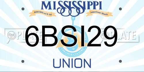 6BSI29 Mississippi License Plate