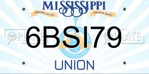 6BSI79 Mississippi License Plate