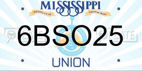 6BSO25 Mississippi License Plate