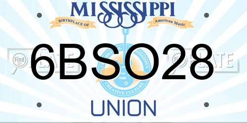 6BSO28 Mississippi License Plate