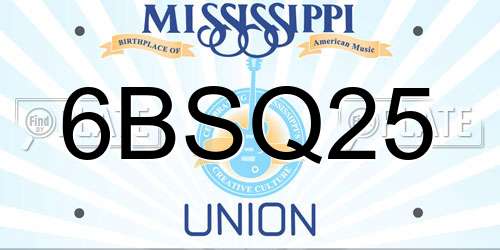 6BSQ25 Mississippi License Plate