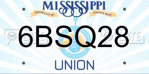 6BSQ28 Mississippi License Plate