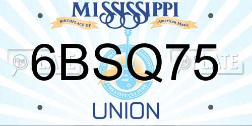 6BSQ75 Mississippi License Plate