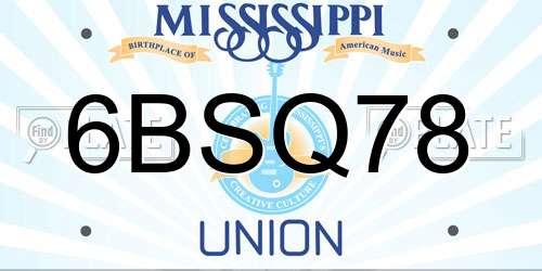 6BSQ78 Mississippi License Plate