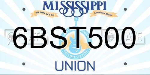 6BST500 Mississippi License Plate