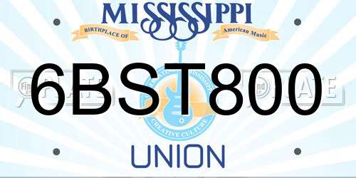 6BST800 Mississippi License Plate