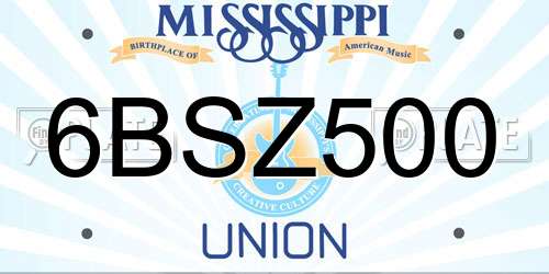 6BSZ500 Mississippi License Plate