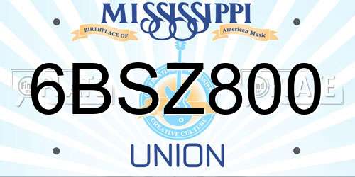 6BSZ800 Mississippi License Plate