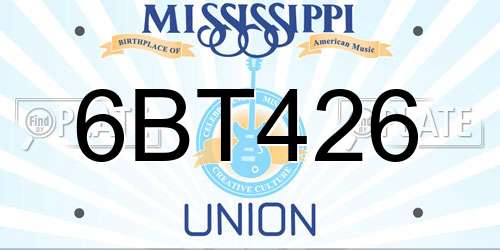 6BT426 Mississippi License Plate