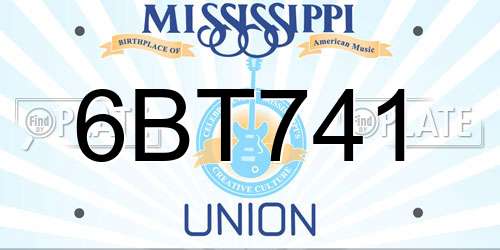 6BT741 Mississippi License Plate