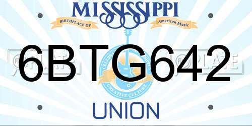 6BTG642 Mississippi License Plate