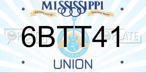 6BTT41 Mississippi License Plate