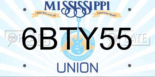 6BTY55 Mississippi License Plate