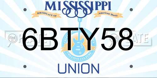 6BTY58 Mississippi License Plate