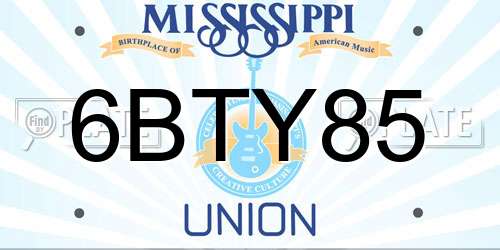 6BTY85 Mississippi License Plate