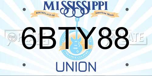 6BTY88 Mississippi License Plate